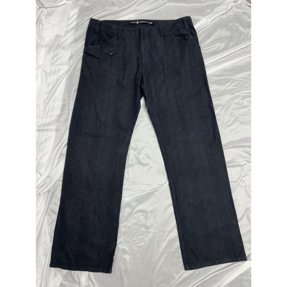 VTG Lip Service Goth Punk Rocker Pants Grid Check Charcoal Gray Straight USA 38